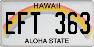 HI license plate EFT363