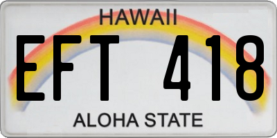 HI license plate EFT418