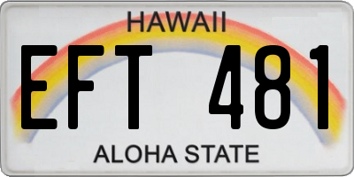 HI license plate EFT481
