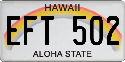 HI license plate EFT502