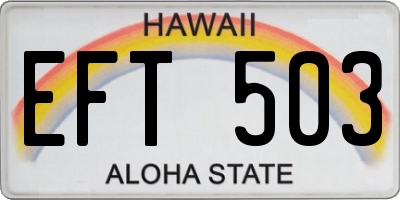 HI license plate EFT503
