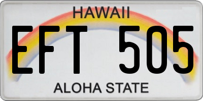 HI license plate EFT505
