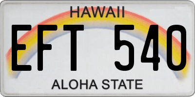 HI license plate EFT540