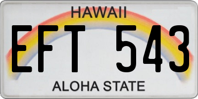 HI license plate EFT543