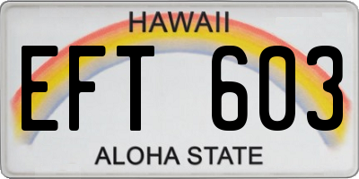 HI license plate EFT603