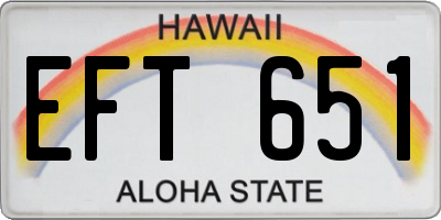 HI license plate EFT651