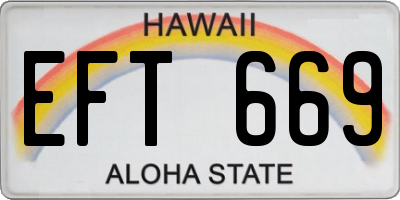 HI license plate EFT669