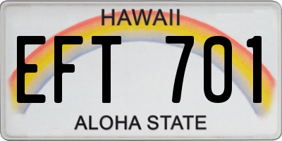 HI license plate EFT701