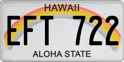 HI license plate EFT722