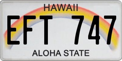 HI license plate EFT747