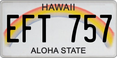 HI license plate EFT757