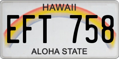 HI license plate EFT758