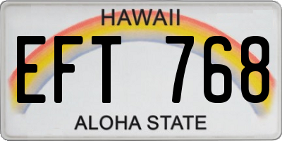 HI license plate EFT768