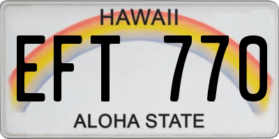 HI license plate EFT770