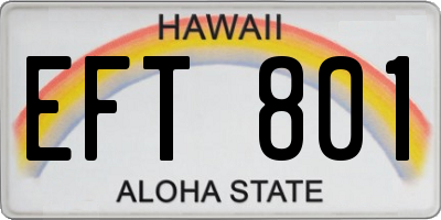 HI license plate EFT801