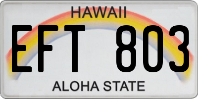 HI license plate EFT803
