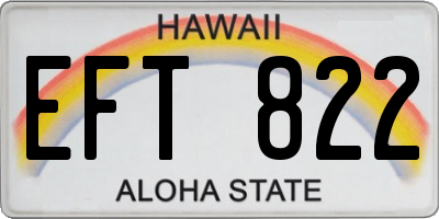 HI license plate EFT822