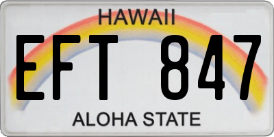 HI license plate EFT847