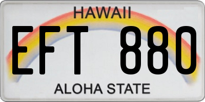 HI license plate EFT880