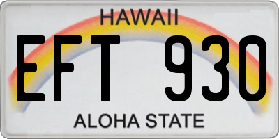 HI license plate EFT930