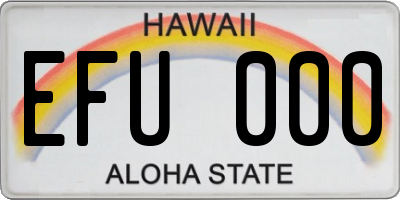 HI license plate EFU000