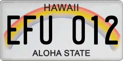 HI license plate EFU012