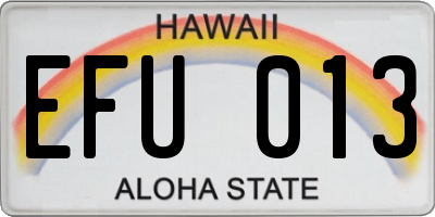 HI license plate EFU013