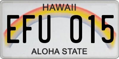 HI license plate EFU015