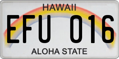 HI license plate EFU016