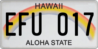 HI license plate EFU017