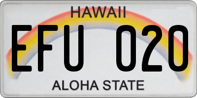 HI license plate EFU020