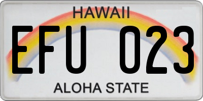 HI license plate EFU023