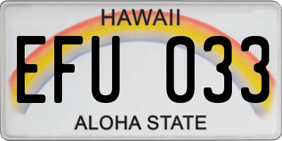 HI license plate EFU033