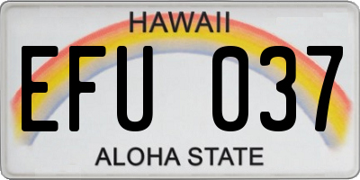 HI license plate EFU037