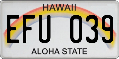 HI license plate EFU039