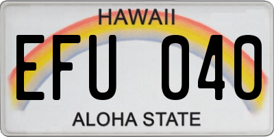 HI license plate EFU040
