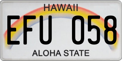 HI license plate EFU058