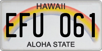 HI license plate EFU061