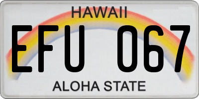 HI license plate EFU067