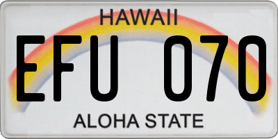 HI license plate EFU070