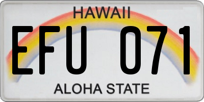 HI license plate EFU071