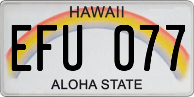 HI license plate EFU077
