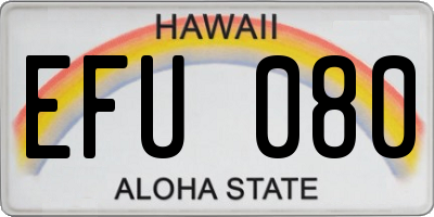 HI license plate EFU080