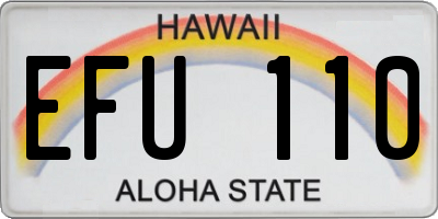 HI license plate EFU110