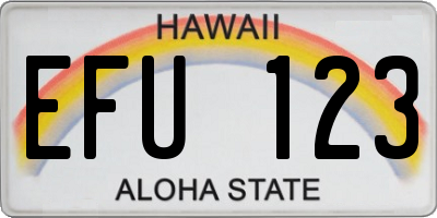 HI license plate EFU123