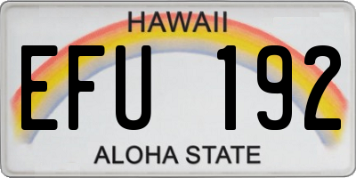 HI license plate EFU192