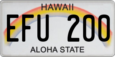 HI license plate EFU200