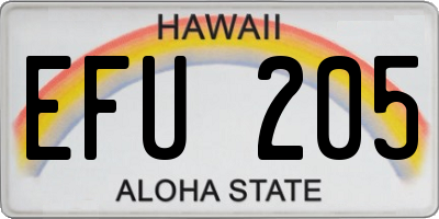 HI license plate EFU205