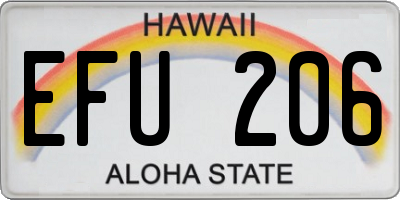 HI license plate EFU206