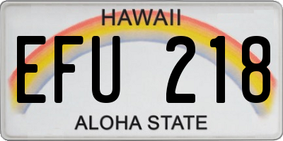 HI license plate EFU218